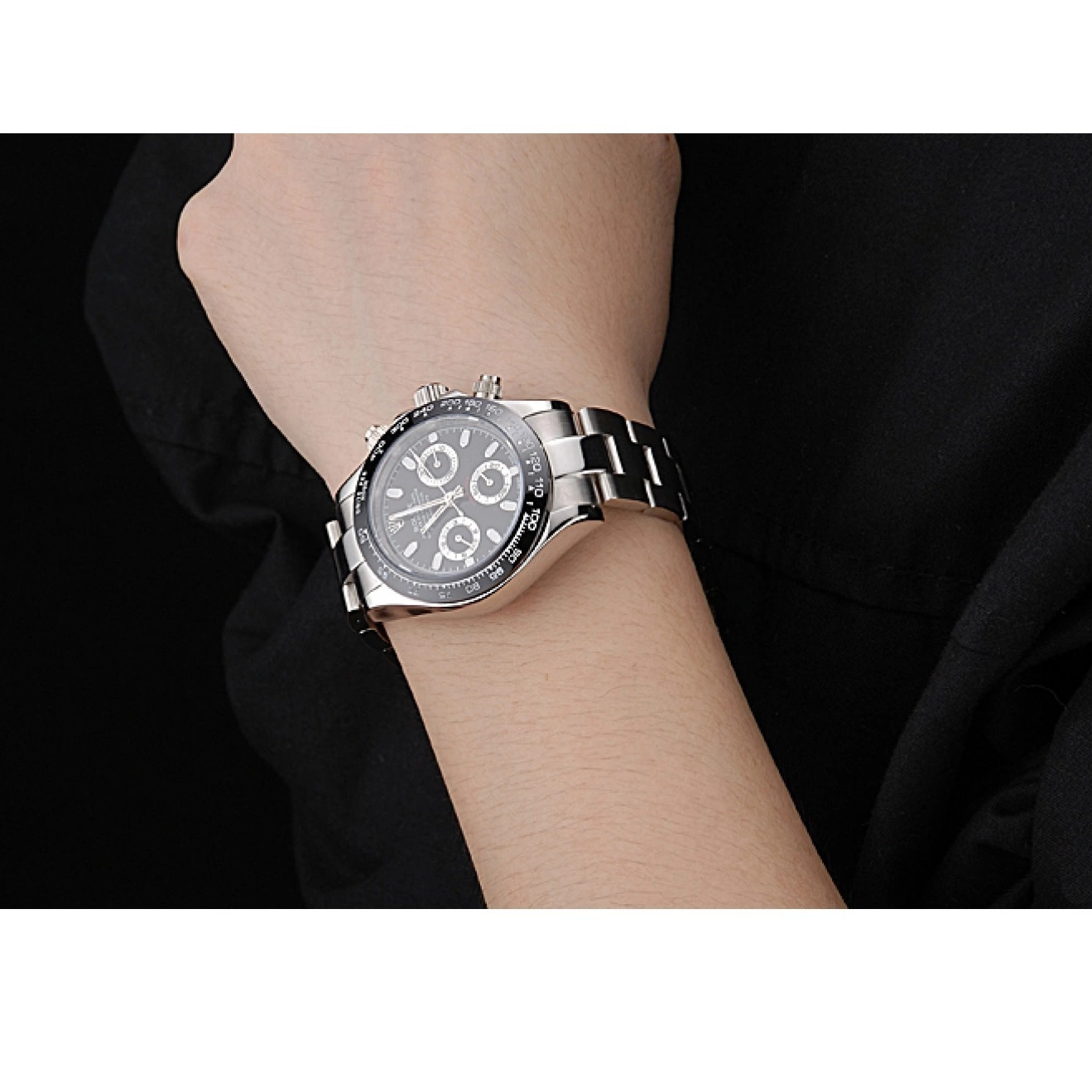 MiroTime 0715 Rolex Cosmograph Daytona Stainless Steel Case Black Silver Subdials Stainless Steel 622635